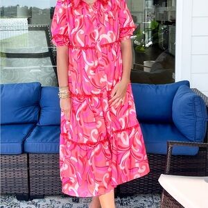 Sweet Symphony Abstract Printed Midi Dress